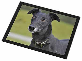 Black Greyhound Dog Black Rim High Quality Glass Placemat