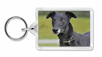 Black Greyhound Dog Photo Keyring printed full colour