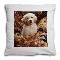 Golden Retriever Puppy Soft White Velvet Feel Scatter Cushion