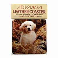 Golden Retriever Puppy Single Leather Photo Coaster