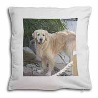Golden Retriever Dog Soft White Velvet Feel Scatter Cushion