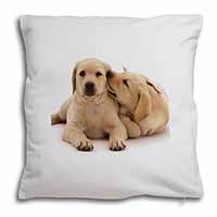 Yellow Labrador Dogs Soft White Velvet Feel Scatter Cushion