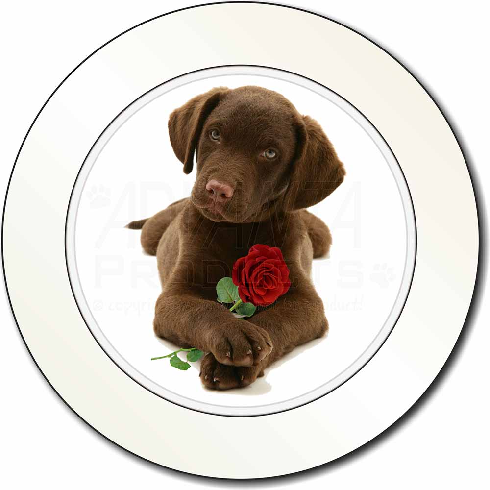 AD-L54R2T Labrador with Red Rose Car/Van Permit Holder/Tax Disc Gift