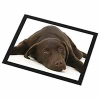 Chocolate Labrador Dog Black Rim High Quality Glass Placemat