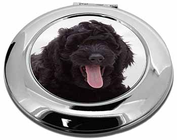 Black Labradoodle Dog Make-Up Round Compact Mirror
