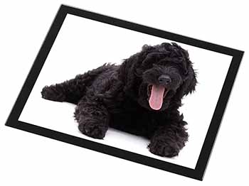 Black Labradoodle Dog Black Rim High Quality Glass Placemat