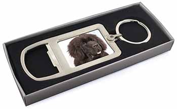 Newfoundland Dog Chrome Metal Bottle Opener Keyring in Box