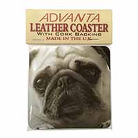 Cute Pug Dog Single Leather Photo Coaster