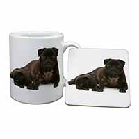 Pug Dog and Puppy Mug and Coaster Set
