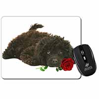 Miniature Poodle Dog with Red Rose Computer Mouse Mat