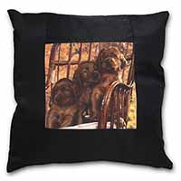 Irish Red Setter Puppy Dogs Black Satin Feel Scatter Cushion
