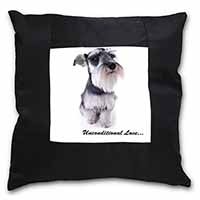 Schnauzer Dog-Love Black Satin Feel Scatter Cushion