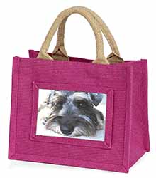 Schnauzer Dog Little Girls Small Pink Jute Shopping Bag
