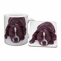 Staffordshire Bull Terrier Dog Mug and Coaster Set
