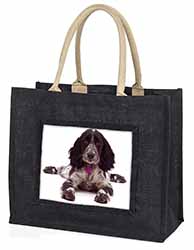 Cocker Spaniel Dog Breed Gift Large Black Jute Shopping Bag