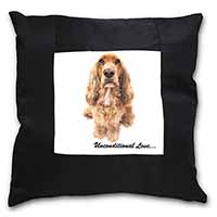 Gold Cocker Spaniel-With Love Black Satin Feel Scatter Cushion