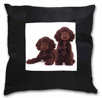 Chocolate Cocker Spaniel Dogs Black Satin Feel Scatter Cushion