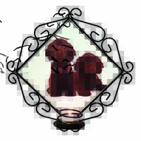 Chocolate Cocker Spaniel Dogs Wrought Iron Wall Art Candle Holder