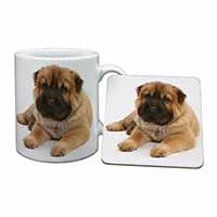 Bear Coated Shar-Pei Puppy Dog Mug and Coaster Set