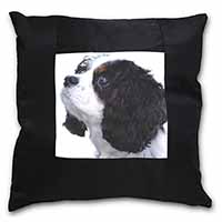 Tri-Colour King Charles Spaniel Dog Black Satin Feel Scatter Cushion