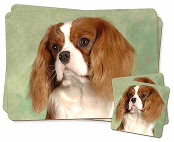 Blenheim King Charles Spaniel Twin 2x Placemats and 2x Coasters Set in Gift Box