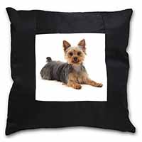 Yorkshire Terrier Dog Black Satin Feel Scatter Cushion