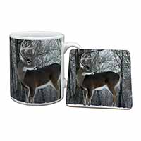 Deer Stag in Snow Mug and Coaster Set