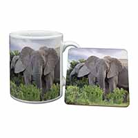 African Elephants Mug and Coaster Set