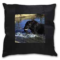 Elephant in Water Black Satin Feel Scatter Cushion