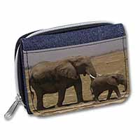 Elephant and Baby Tuskers Unisex Denim Purse Wallet