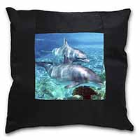 Dolphins Black Satin Feel Scatter Cushion