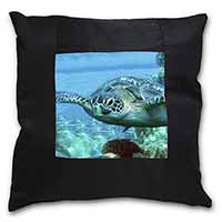 Turtle by Coral Black Satin Feel Scatter Cushion