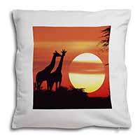 Sunset Giraffes Soft White Velvet Feel Scatter Cushion