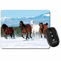 Running Horses in Snow Computer Mouse Mat