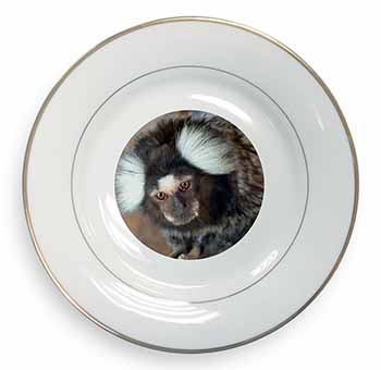 Marmoset Monkey Gold Rim Plate Printed Full Colour in Gift Box
