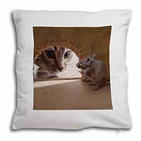 Cat and Mouse Soft White Velvet Feel Scatter Cushion
