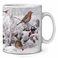 Snow Mouse and Robin Print Ceramic 10oz Coffee Mug/Tea Cup