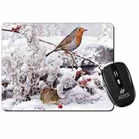 Snow Mouse and Robin Print Computer Mouse Mat