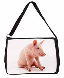 Cute Pink Pig Large Black Laptop Shoulder Bag School/College