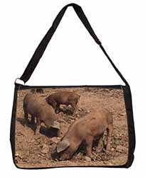 New Baby Pigs Large Black Laptop Shoulder Bag School/College