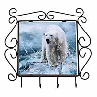 Polar Bear on Ice Water Wrought Iron Key Holder Hooks