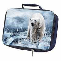 Polar Bear on Ice Water Navy Insulated School Lunch Box/Picnic Bag