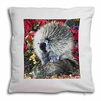Porcupine Wildlife Print Soft White Velvet Feel Scatter Cushion