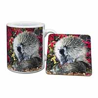 Porcupine Wildlife Print Mug and Coaster Set