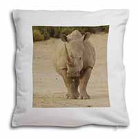 Rhinocerous Rhino Soft White Velvet Feel Scatter Cushion
