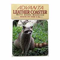 Racoon Lemur Single Leather Photo Coaster