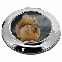 Red Squirrel in Snow Make-Up Round Compact Mirror