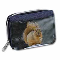 Red Squirrel in Snow Unisex Denim Purse Wallet
