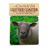Cute Sheeps Face Single Leather Photo Coaster