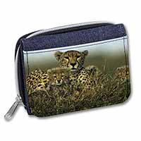 Cheetah and Cubs Unisex Denim Purse Wallet